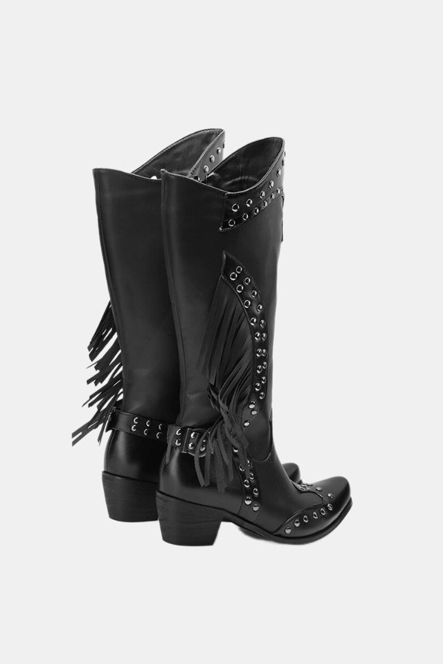 Rivet Tassels Cowboy Boots