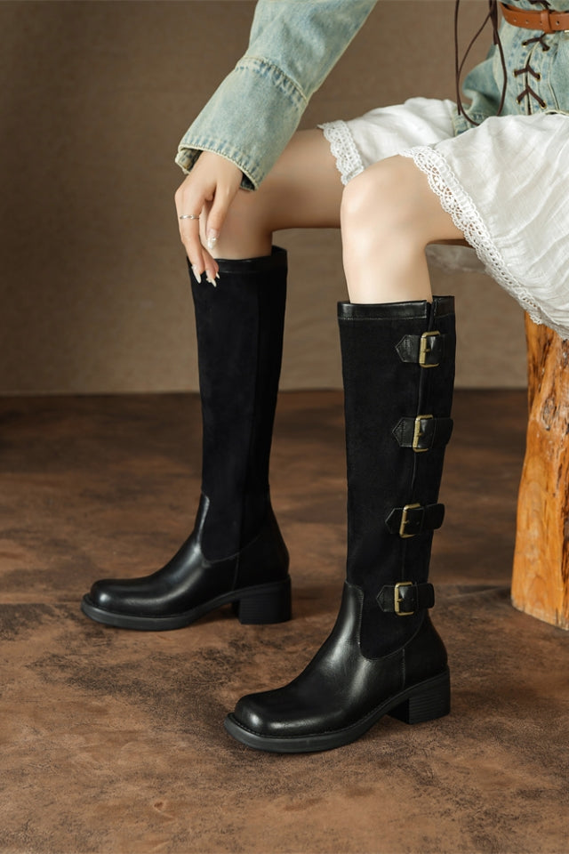 Genuine Leather Knee-High Boots