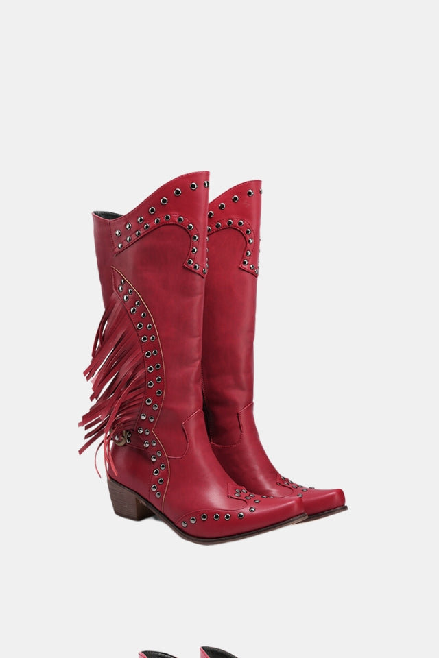 Rivet Tassels Cowboy Boots