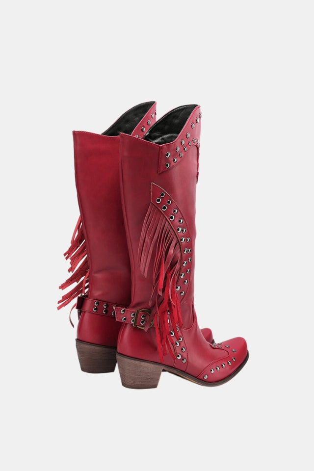 Rivet Tassels Cowboy Boots