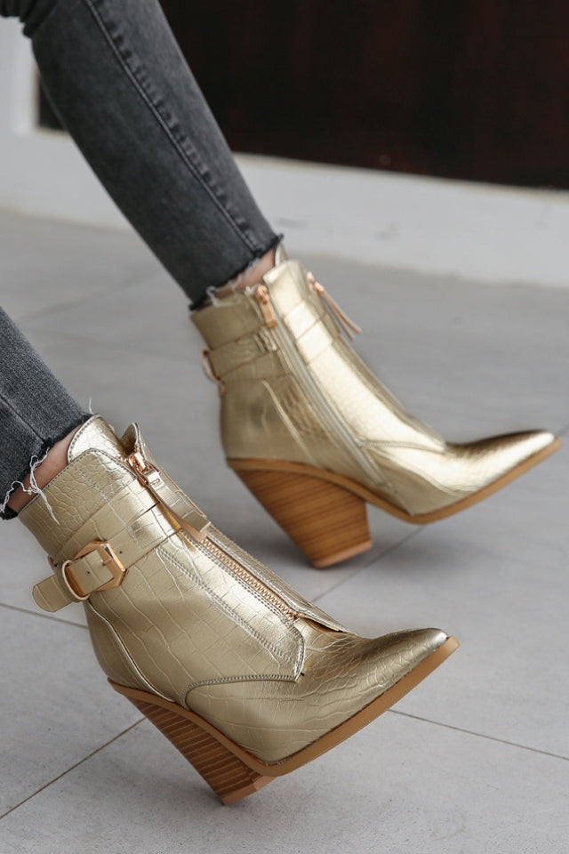 Pointed Toe Cowboy Ankle Boots