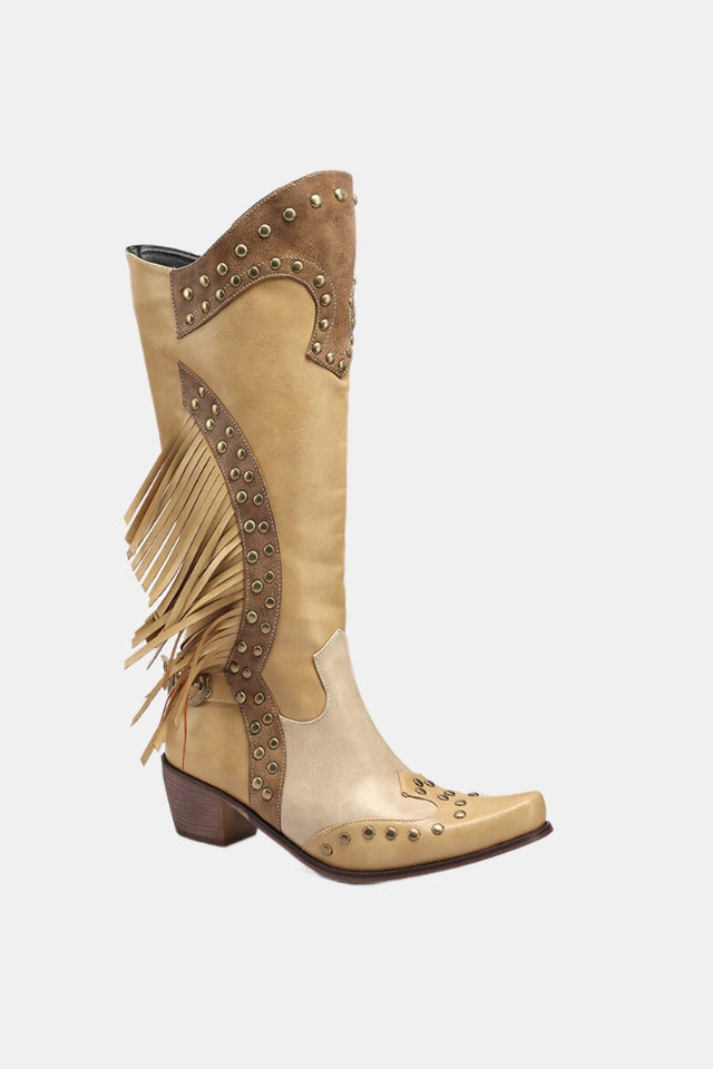 Rivet Tassels Cowboy Boots