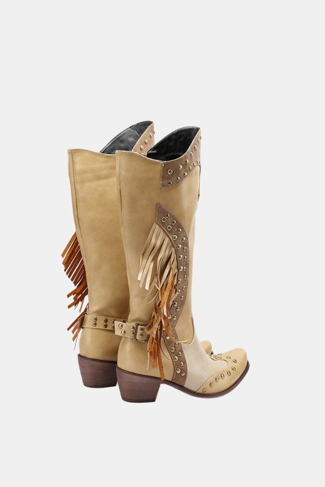 Rivet Tassels Cowboy Boots