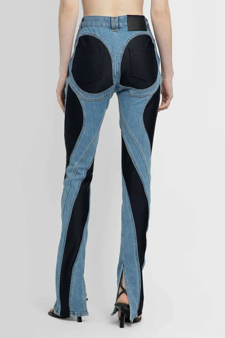 Skinny Blue Jeans With Black Details