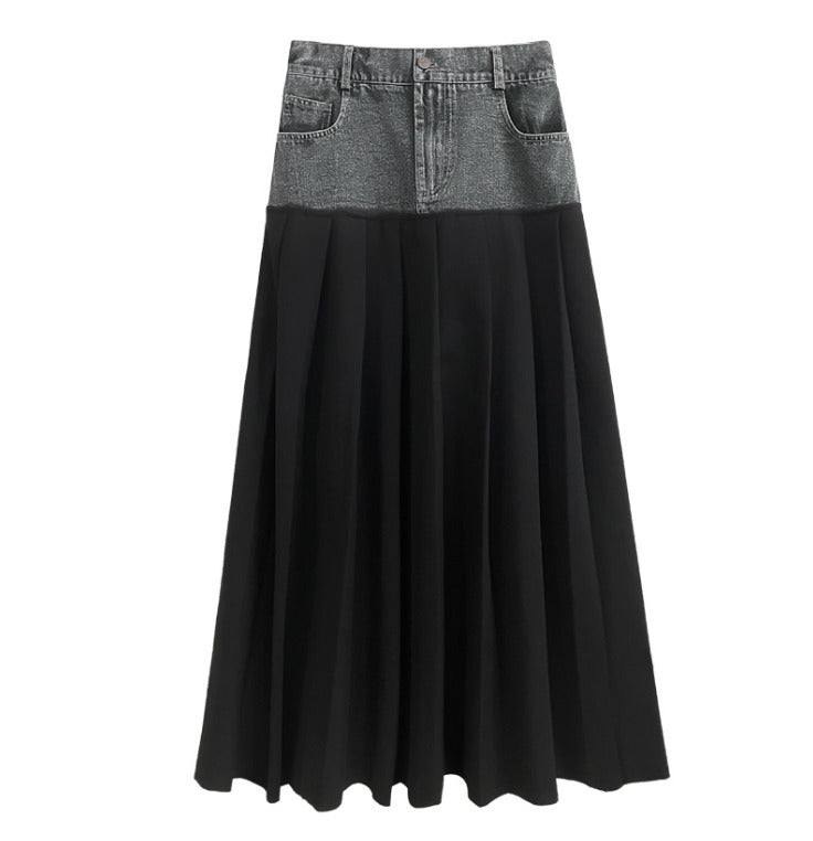 Long Skirt With Denim Details