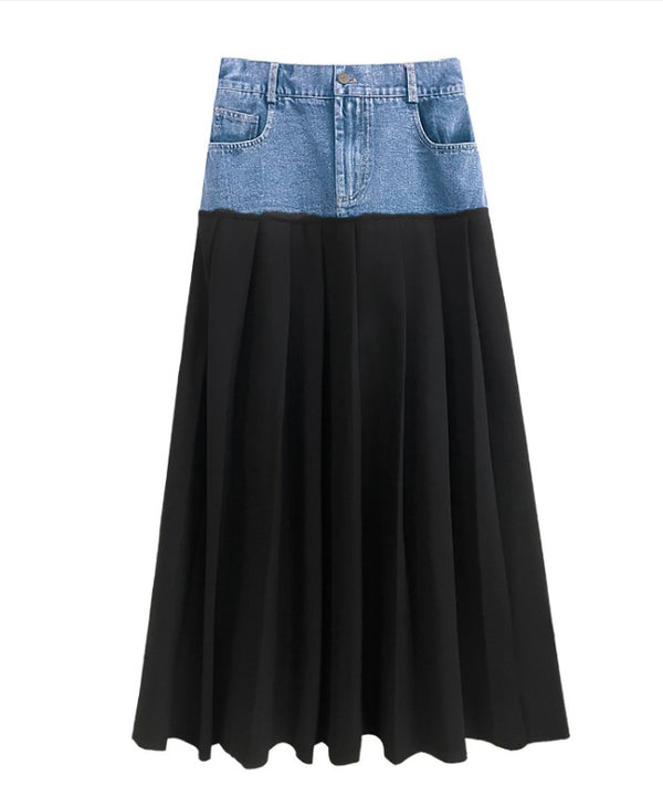 Long Skirt With Denim Details