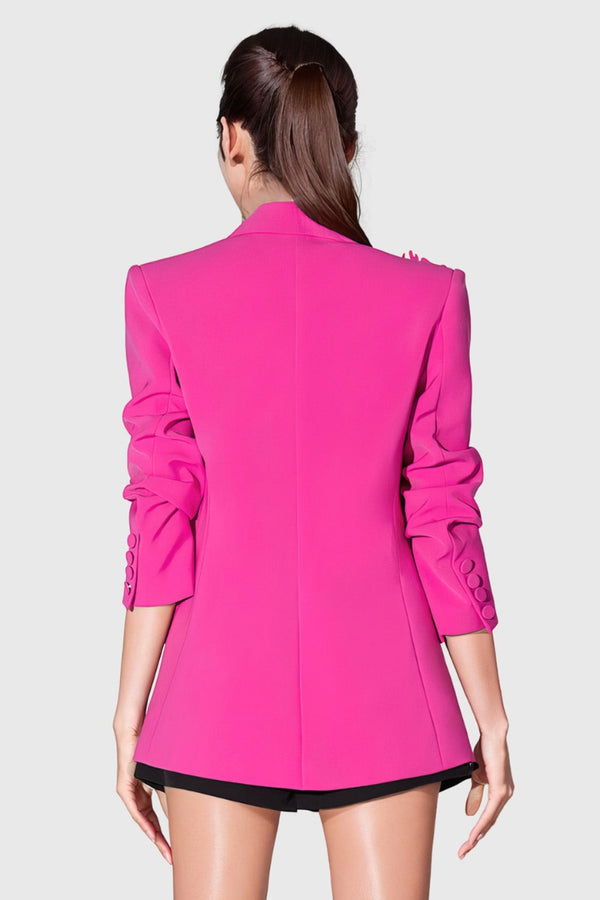 BLAZER WITH FLOWERS - FUCHSIA