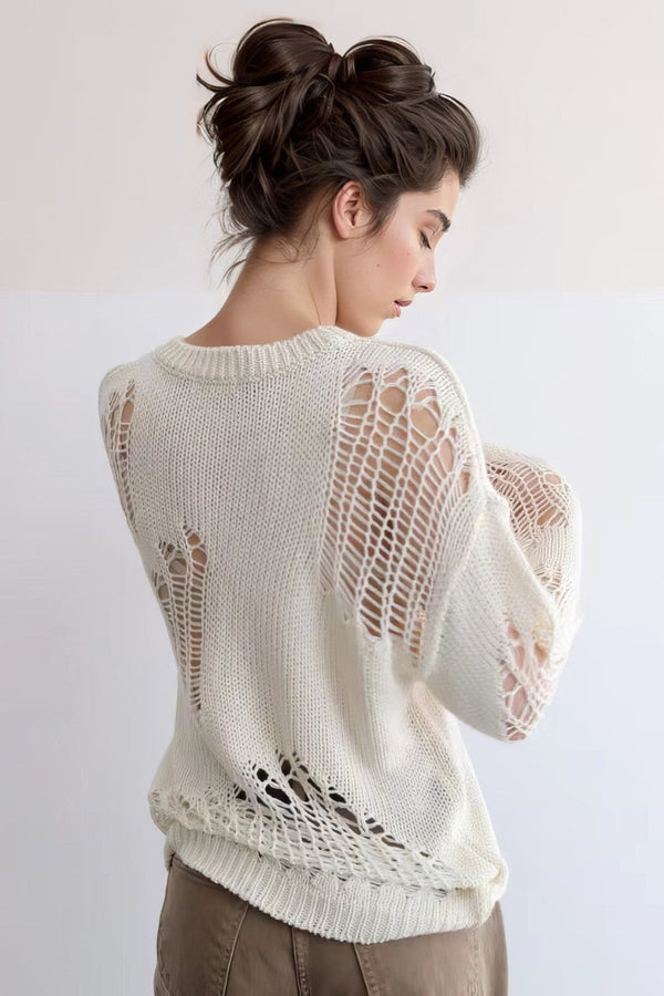 OPEN-KNIT SWEATER - BEIGE