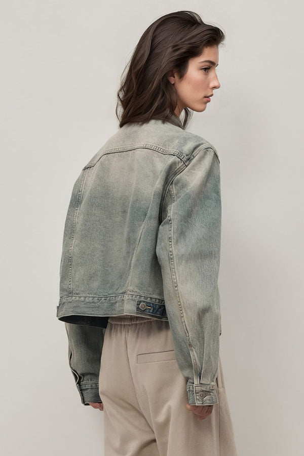 VINTAGE SHORT DENIM JACKET - BLUE