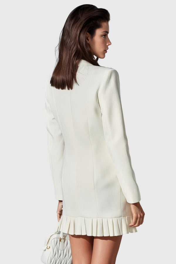 SINGLE BREASTED BLAZER DRESS - WHITE