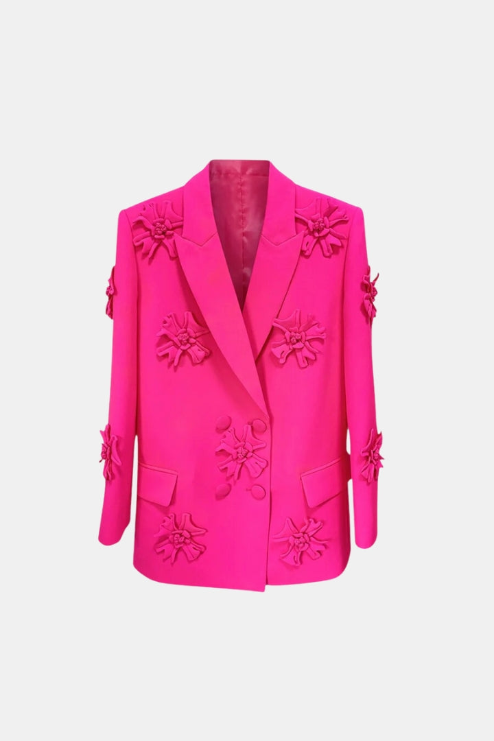 BLAZER WITH FLOWERS - FUCHSIA