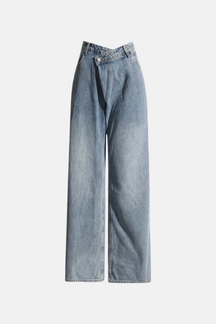 JEANS WITH IRREGULAR CLOSURE - BLUE