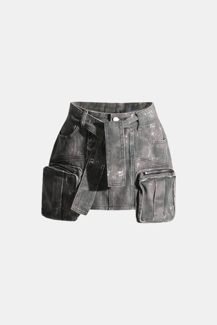 SHORT CARGO SKIRT - GREY