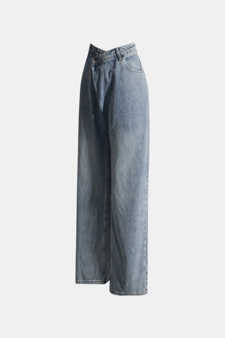 JEANS WITH IRREGULAR CLOSURE - BLUE