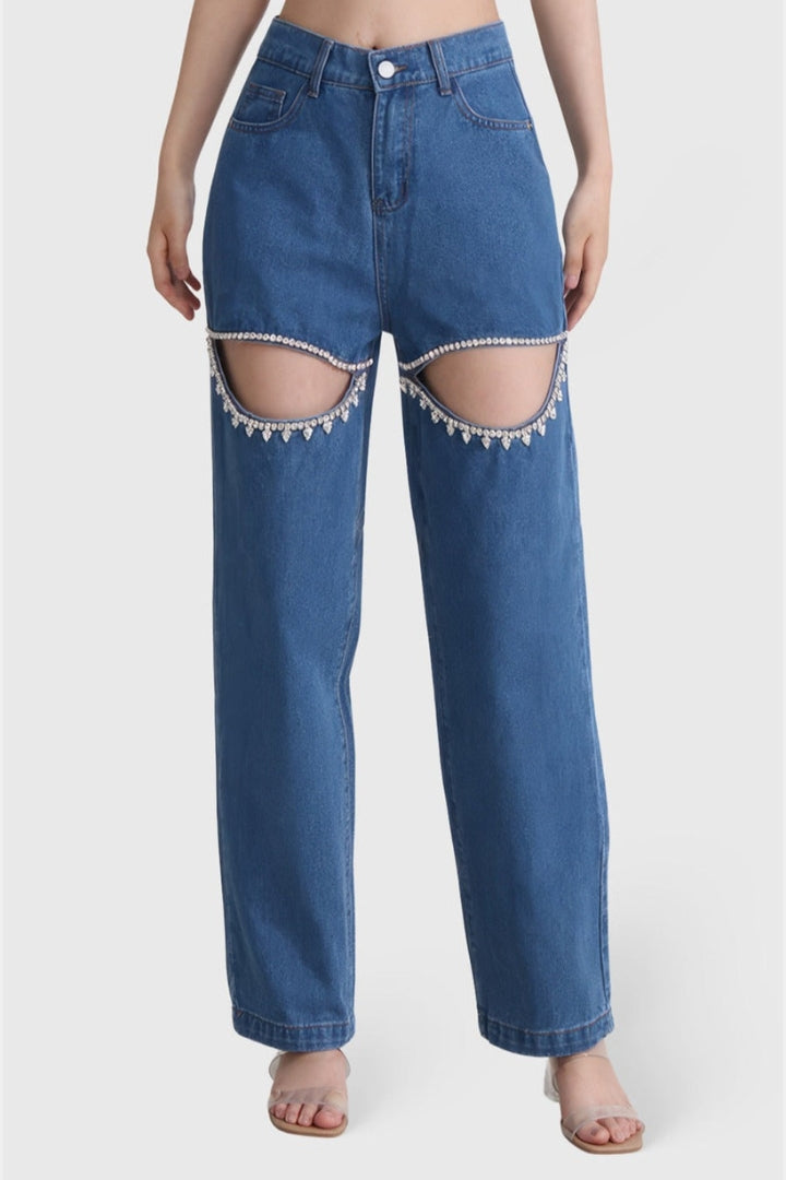 HIGH WAISTED JEANS WITH CUT OUTS