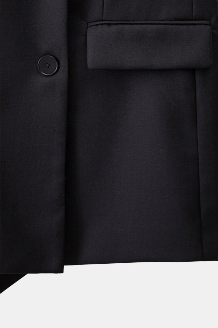 SLEEVELESS BLAZER DRESS - BLACK