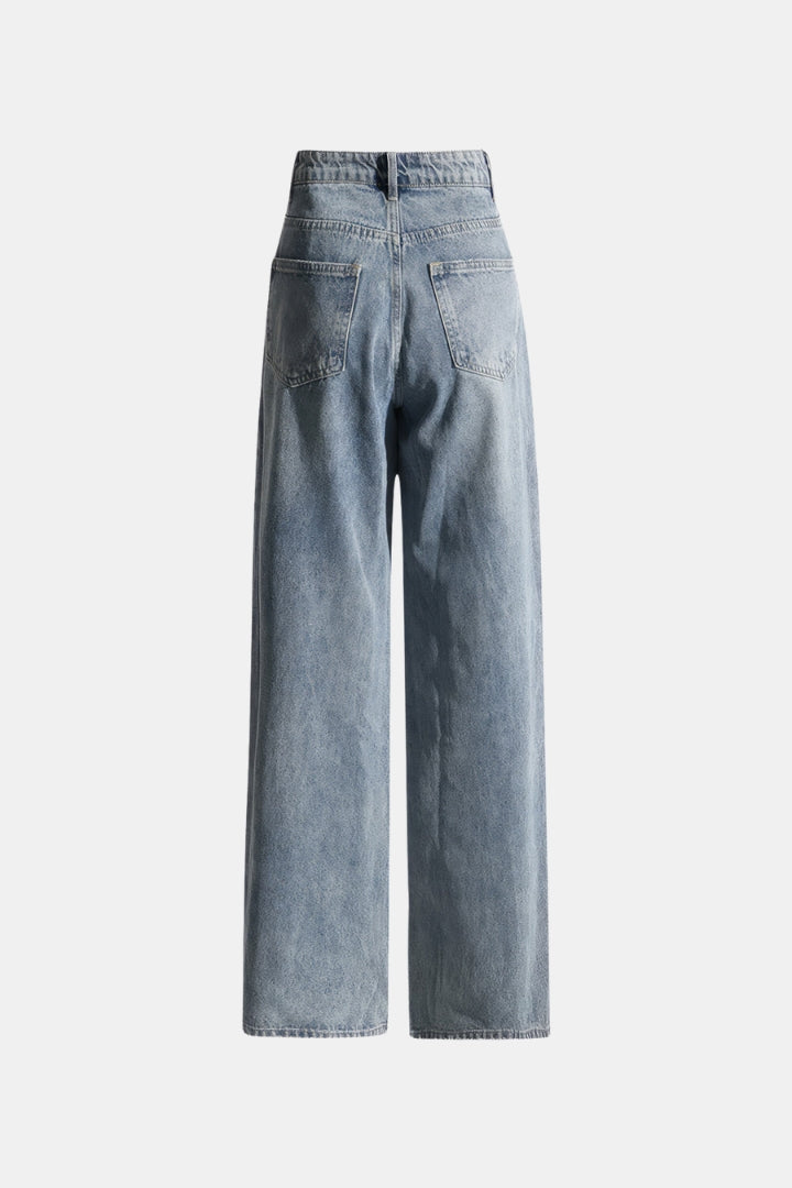 JEANS WITH IRREGULAR CLOSURE - BLUE