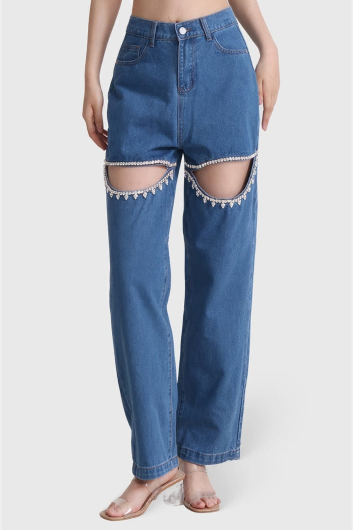 HIGH WAISTED JEANS WITH CUT OUTS