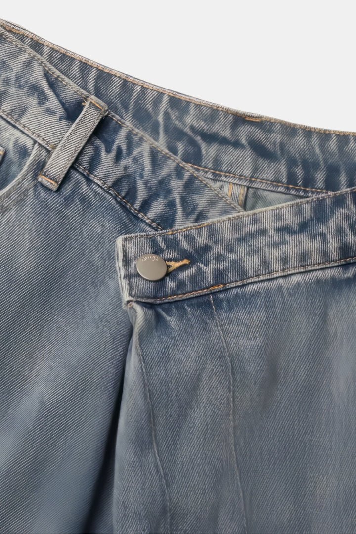 JEANS WITH IRREGULAR CLOSURE - BLUE