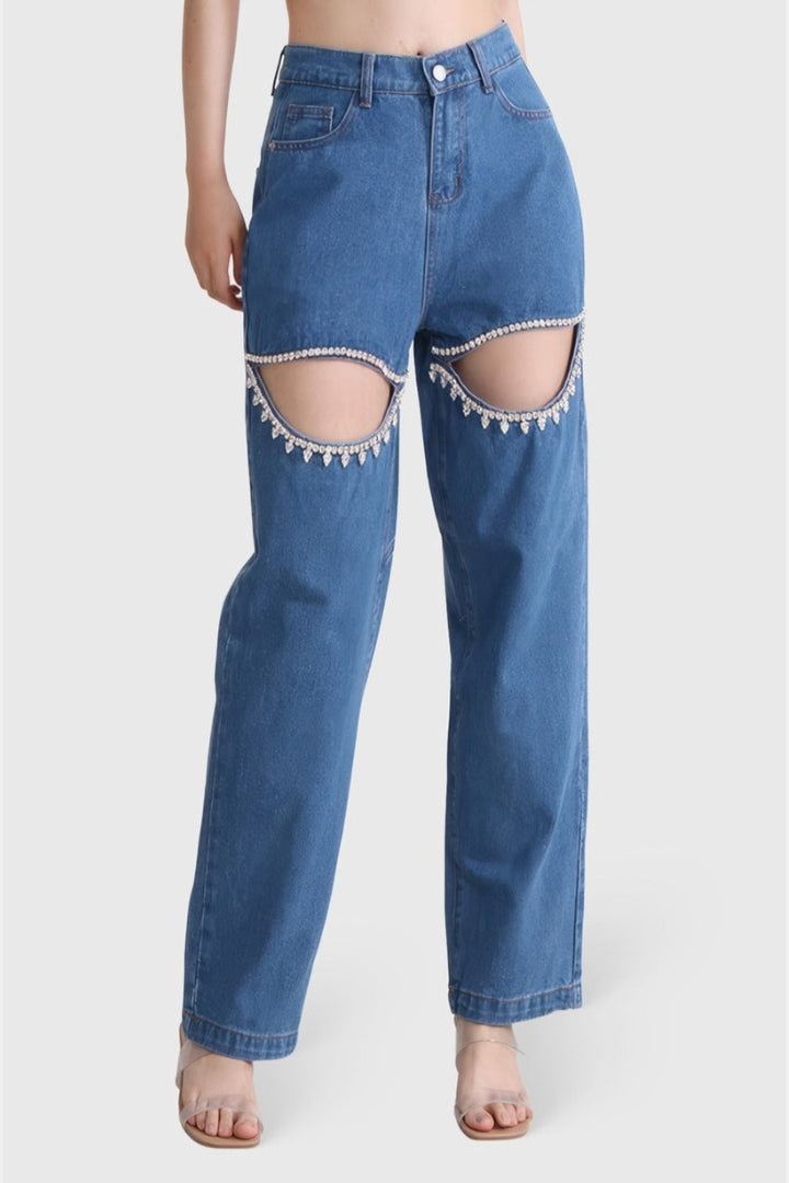 HIGH WAISTED JEANS WITH CUT OUTS