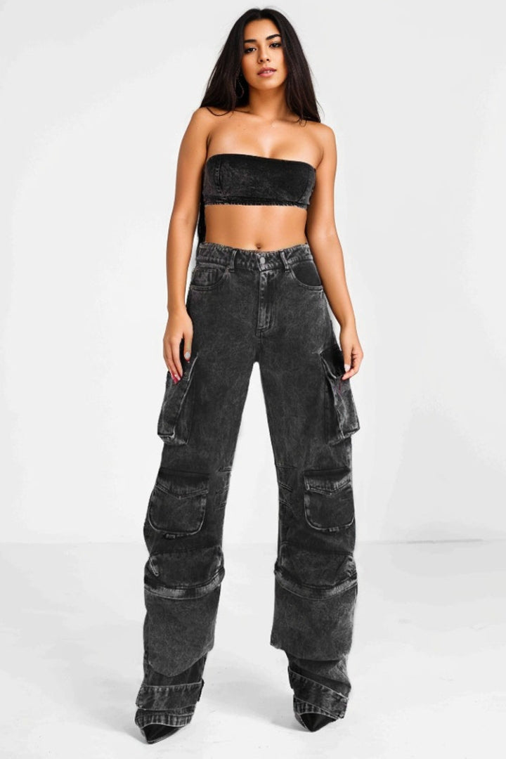 LOW WAISTED CARGO JEANS