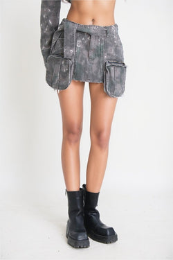 SHORT CARGO SKIRT - GREY